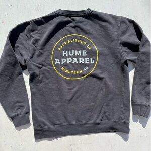 Men's Hume Apparel Sweatshirt Black Spell-Out M Streetwear Logo Surf Beach Camp